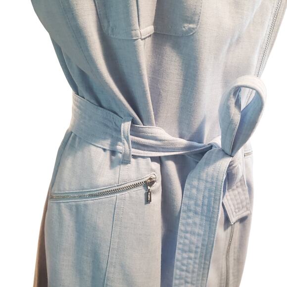 Calvin Klein Size 16 Plus Sleeveless Moto Style Sheath Dress Blue FLAW - Picture 4 of 13